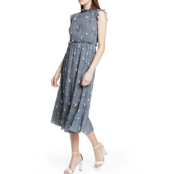 Ted Baker London Toppaz Oracle Plissé Dress 4 NWOT ORG $395 - Picture 4 of 9
